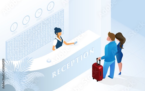 Hotel Reception Woman Receptionist at Counter