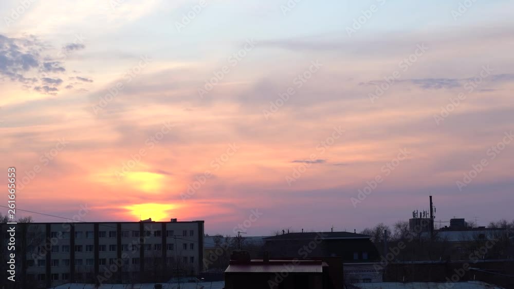 Sunset burns with bright colors in the sky, Sunset burns with bright colors in the sky,