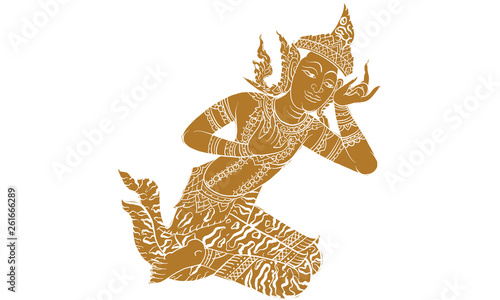 Thai traditional tattoo, Thai traditional painting in temple, vector