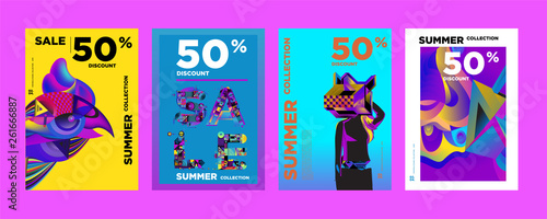 Vector Summer sale 50% discount poster design template for fashion,music,game, and travel