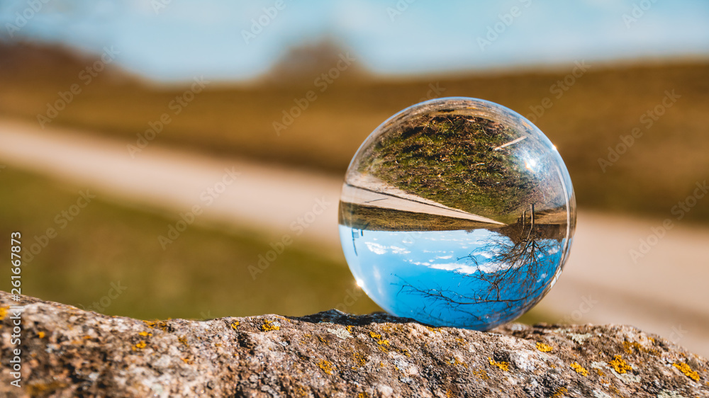 Crystal ball landscape shot at the Bogenberg-Bogen-Bavaria-Germany Crystal ball landscape shot at the Bogenberg-Bogen-Bavaria-Germany