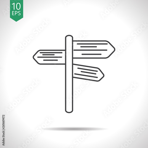 Road sign with different directions illustration. Traveling vector icon