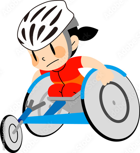 障害者スポーツ　車いすマラソンをする女性