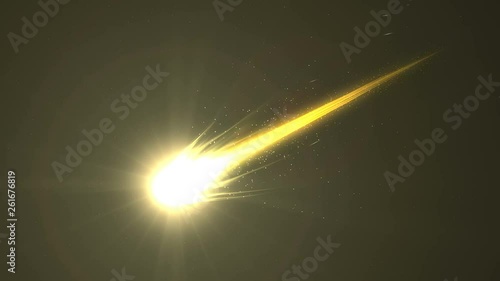 Brilliant bright beautiful close up view gold comet, Iron element. photo