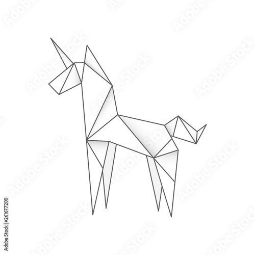 Polygonal origami unicorn. It can be used for sticker, badge, card, patch, phone case, poster, t-shirt, mug etc.