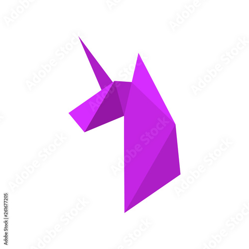 Minimalistic polygonal unicorn. It can be used for sticker, badge, card, patch, phone case, poster, t-shirt, mug etc.