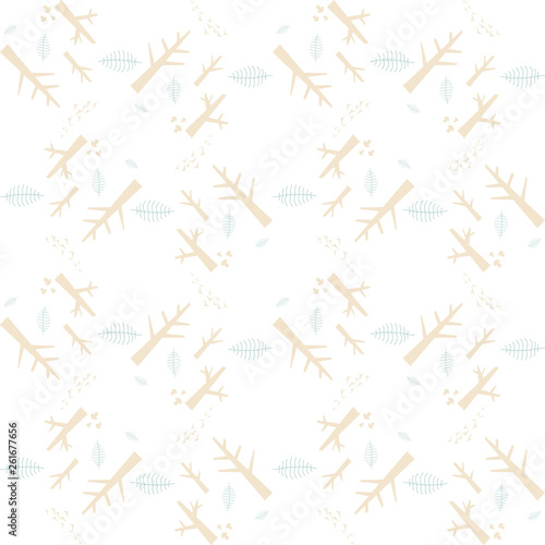 Vector seamless pattern with nature elements on a white background