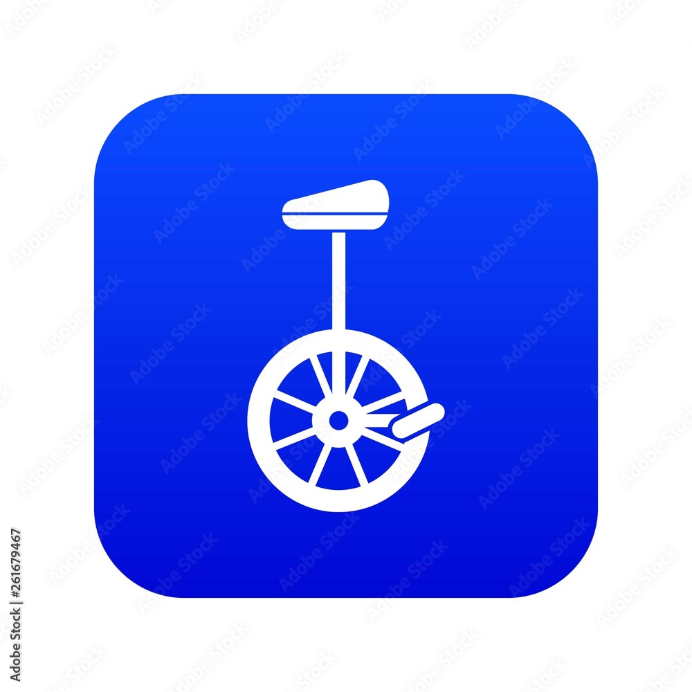 Unicycle icon digital blue for any design isolated on white vector illustration Unicycle icon digital blue for any design isolated on white vector illustration