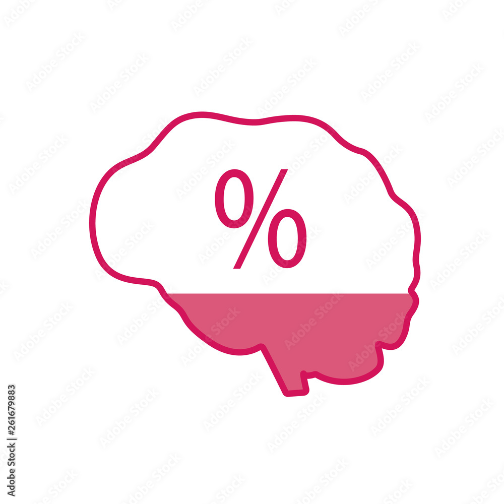 The brain of a man with a percent sign inside. A vector illustration. The brain of a man with a percent sign inside. A vector illustration.