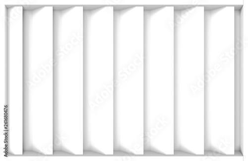 3d rendering. modern simple white vertical bar parallel design wall background.