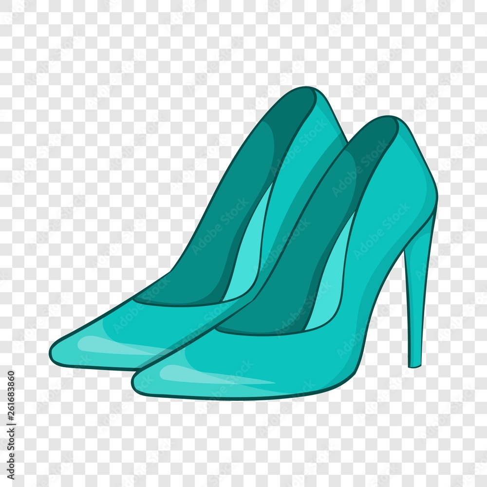 Women blue shoes icon in cartoon style isolated on background for any web design Women blue shoes icon in cartoon style isolated on background for any web design