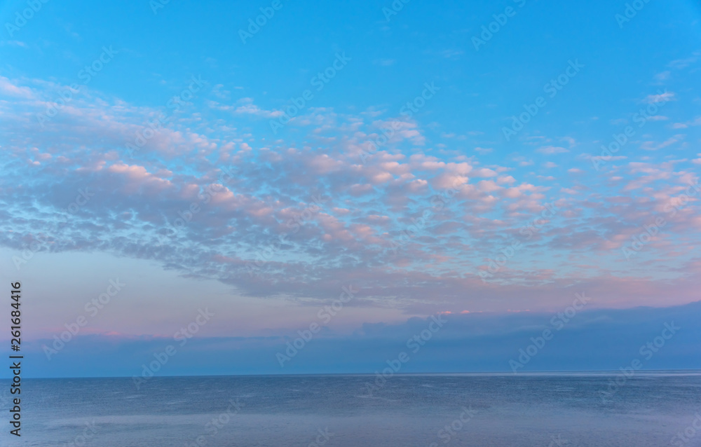 Mirror Still Mediterranean Sea on the Southern Italian Coast at Sunrise
