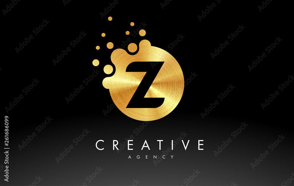 Obraz premium Golden Metal Letter Z Logo.Z Letter Design Vector