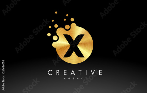 Golden Metal Letter X Logo. X Letter Design Vector