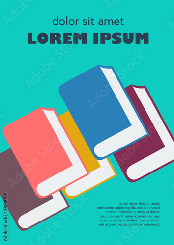 Book and bookstore. Vector poster, cover and flyer.Simple abstract shapes