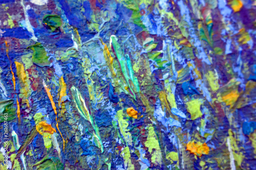 Abstract modern painting. Painting painted with a palette knife on canvas with oil paints in a large stroke.