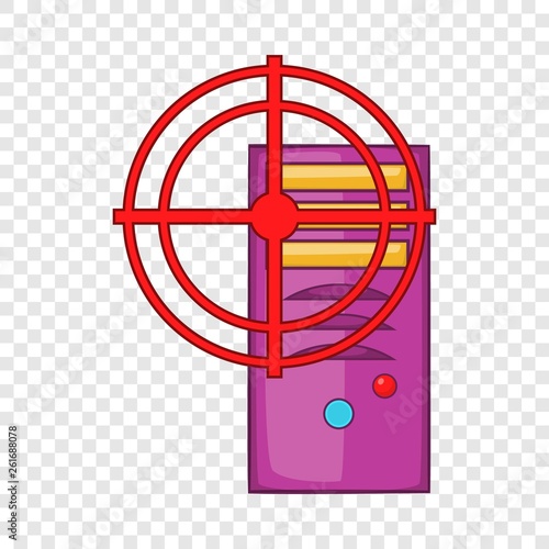 Computer system with red target icon in cartoon style isolated on background for any web design  photo