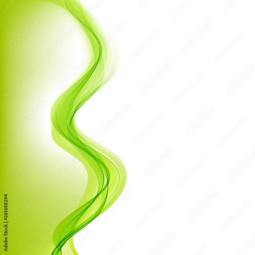 Abstract green wavy lines. Vector green wave background. For brochure