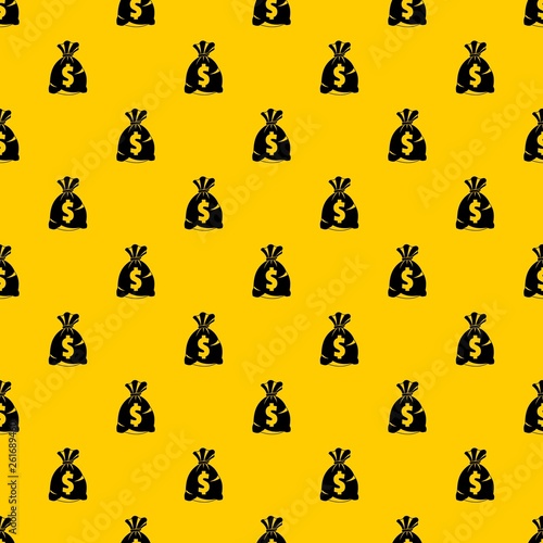 Money bag with US dollar sign pattern seamless vector repeat geometric yellow for any design