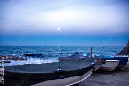 Fototapeta Naklejka Na Ścianę i Meble -  Boats at the moonlight