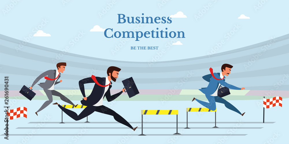 Business competition flat vector web banner