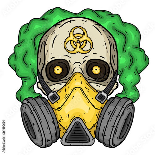 Skull. Skull with gas mask. Skull with respirator.