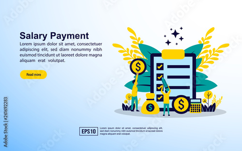 Salary payment concept with icon and character. Template for web landing page, banner, presentation, social media, poster, advertising, promotion