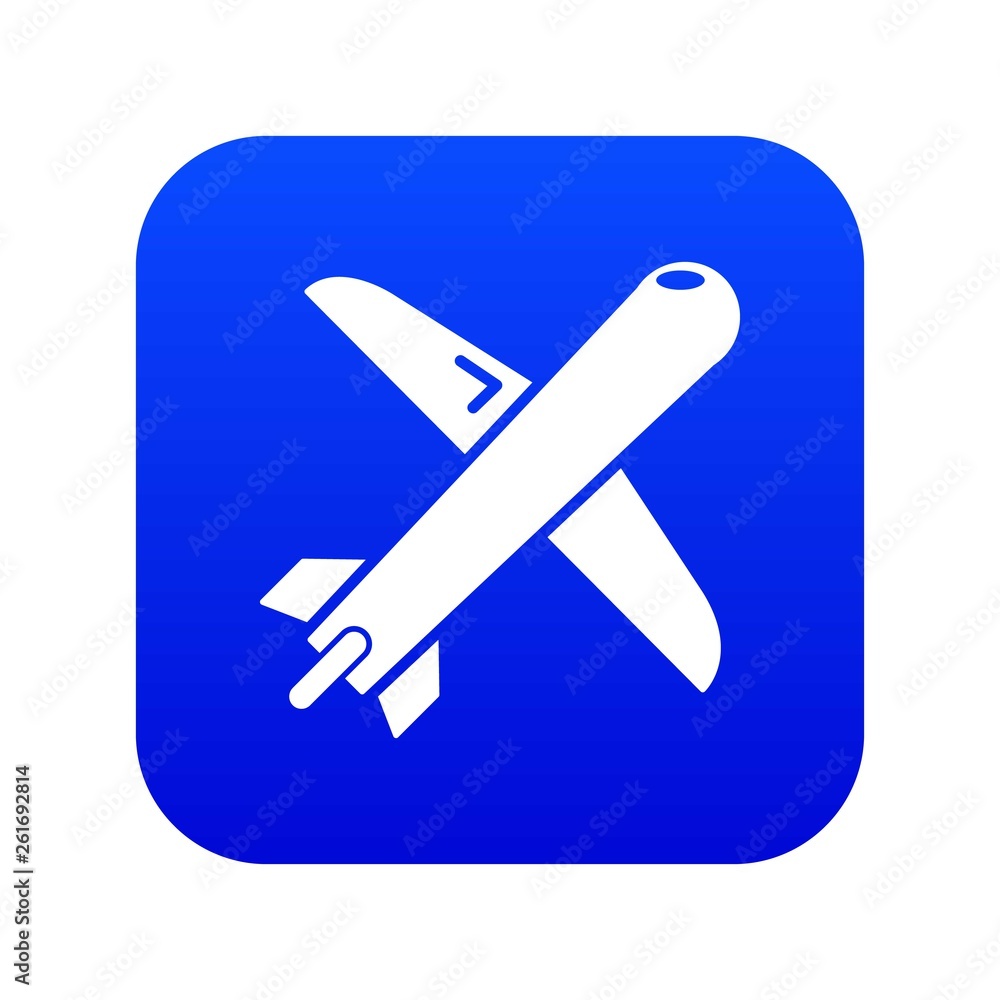 Plane icon blue vector isolated on white background Plane icon blue vector isolated on white background