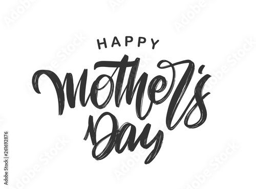 Handwritten textured brush lettering of Happy Mother's Day isolated on white background.