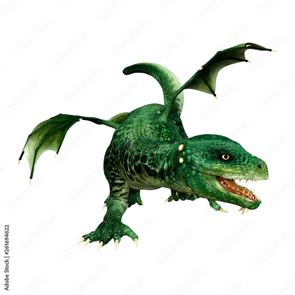 Fototapeta premium 3D Rendering Fairy Tale Dragon on White