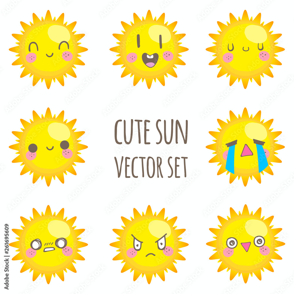 Cute sun vector set Cute sun vector set