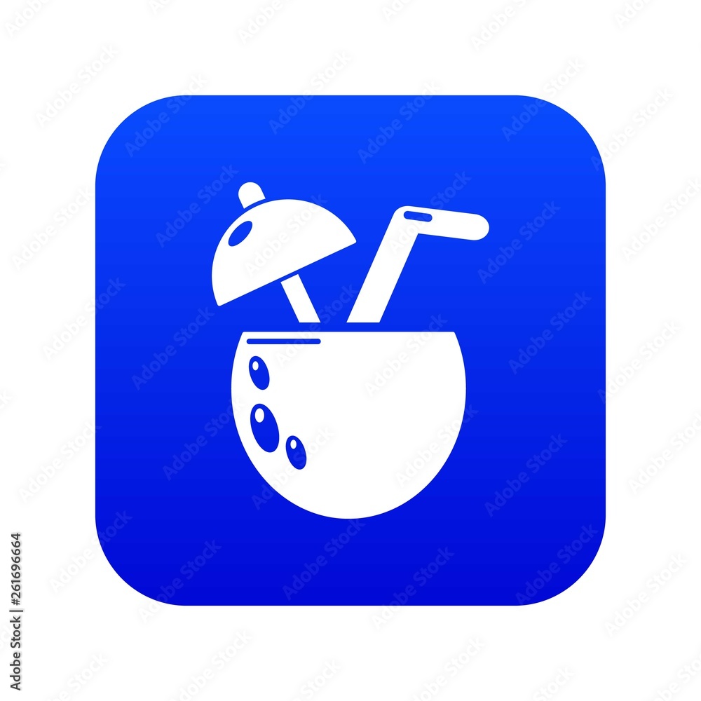 Cocktail coconut icon blue vector isolated on white background Cocktail coconut icon blue vector isolated on white background