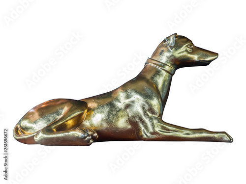 Golden Dog Statue isolated with clipping path