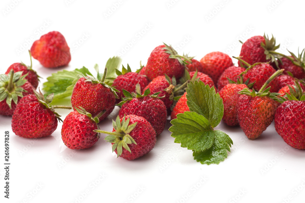 Strawberries with leaves. Strawberries with leaves.