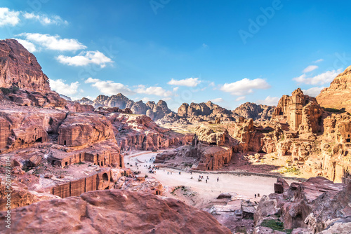 Aerial view from the way to High Sacrifice over Petra, one of the new Seven Wonders of the world Jordan photo