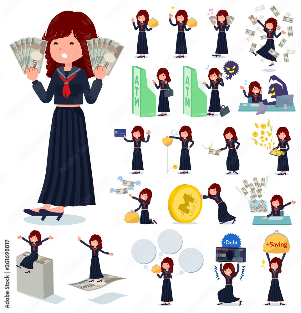Fototapeta premium flat type Bad student girl_money