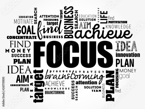 FOCUS word cloud collage, business concept background