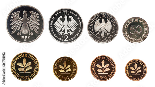 Germany German mark coins set, isolated on white