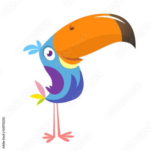 Toucan cartoon. Vector icon of toucan bird. Exotic colorful bird illustration