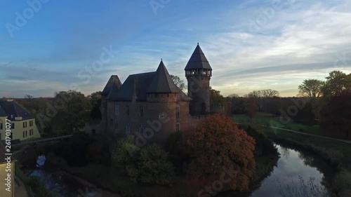 4k aerial drone video of castle Linn in Krefeld, Germany photo