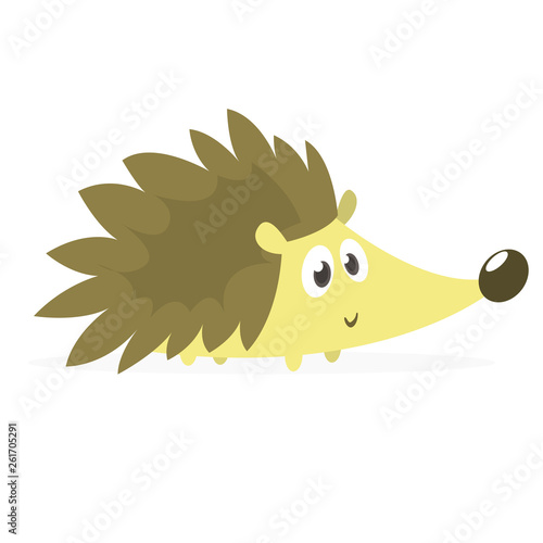  Cute cartoon hedgehog character. Isolated on white background. Vector illustration flat design