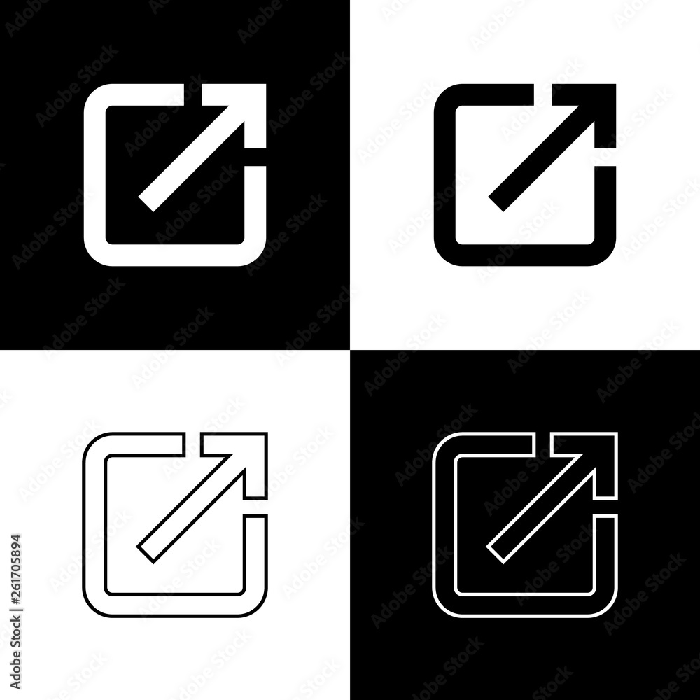 Set Open in new window icons isolated on black and white background. Open  another tab button sign. Browser frame symbol. External link sign. Line,  outline and linear icon. Vector Illustration Stock Vector |