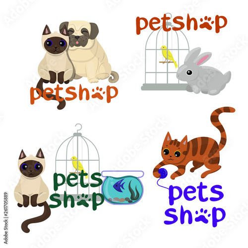 Vector logo design template for pet shops, badges for websites and prints