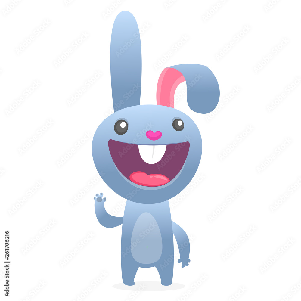 Cartoon Rabbit Character. Vector flat illustration of cute bunny. Easter design. Isolated on white