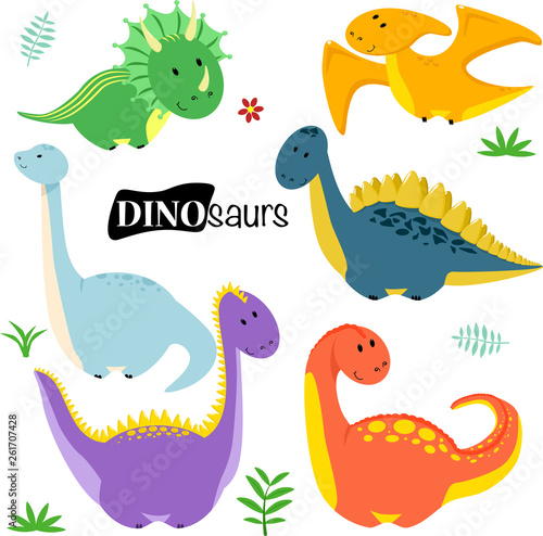 set of isolated dinosaurs- vector illustration  eps