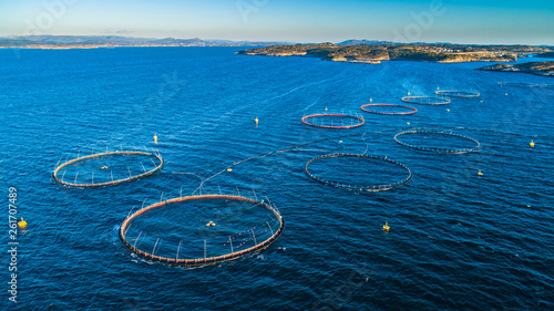 Salmon fish farm. Hordaland, Norway.