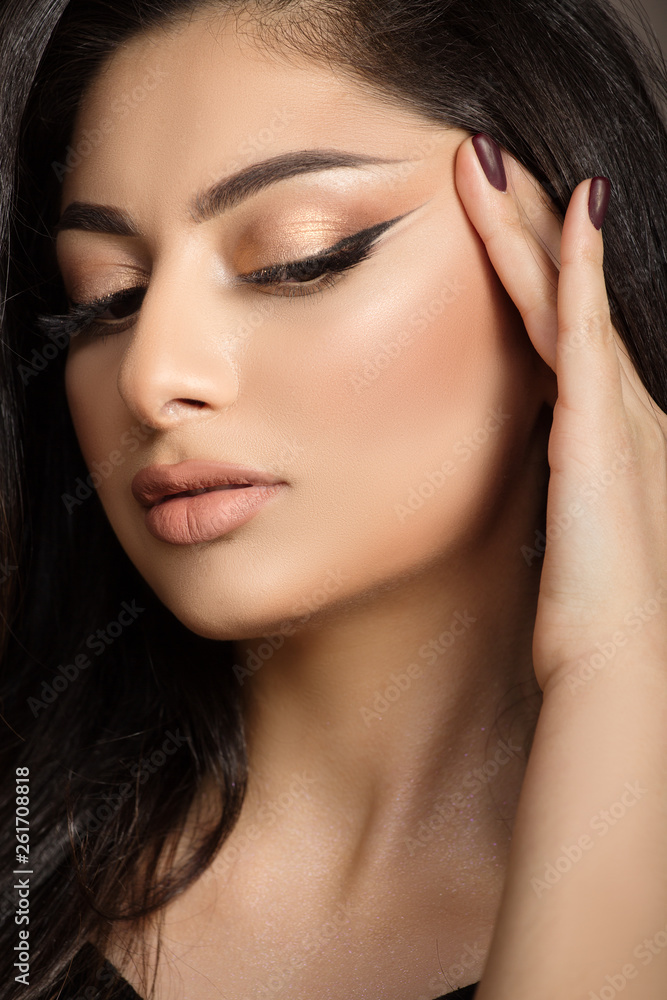 woman face close up. Makeup and clean skin woman face close up. Makeup and clean skin