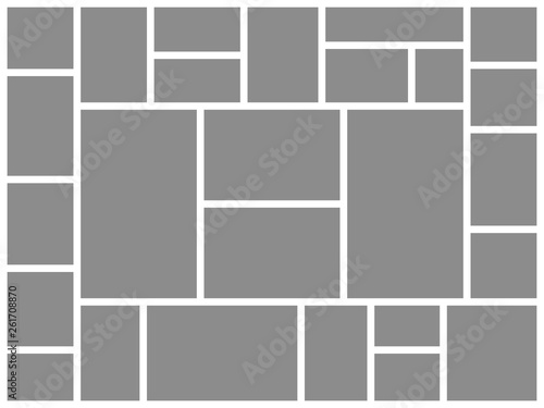 Photo collage. Photo frame paintings photomontage photos collages frames template mood board poster presentation image, vector mockup