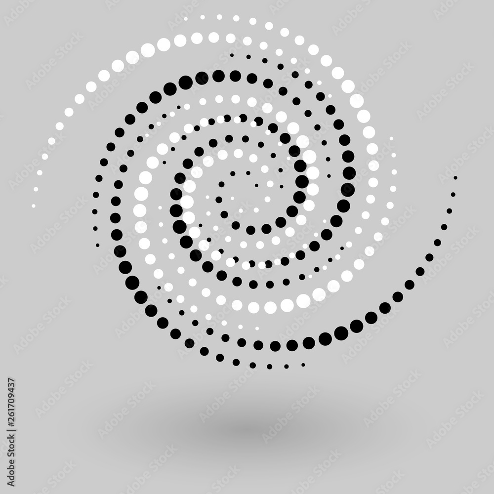 Abstract vector background with halftone dots circle. Creative geometric pattern like Yin and Yang. Abstract vector background with halftone dots circle. Creative geometric pattern like Yin and Yang.