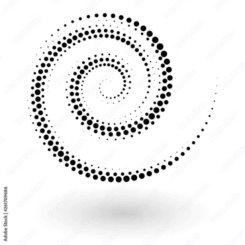 Abstract dotted vector background. Halftone effect. Spiral dotted background or icon